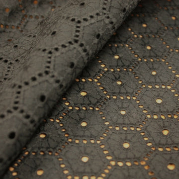 Hex Wheels Black Embroidery