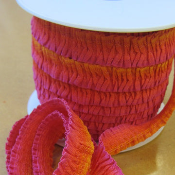 Crepon Gathered Trim - Pink/Red/Orange