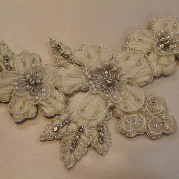 Ivory/Silver Applique Motif
