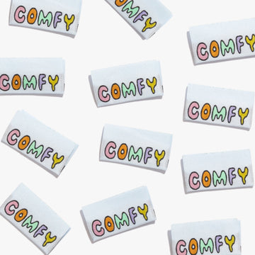 KATM Woven Labels - "Comfy" - printed cotton labels 10 Pack