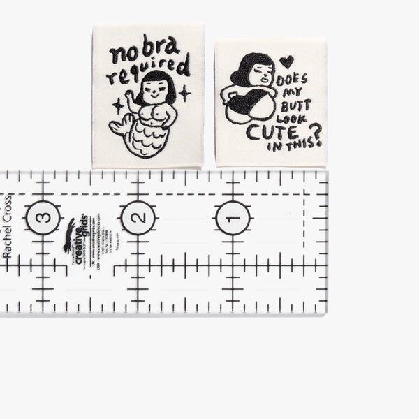 KATM Woven Labels - Feeling Yourself by KATM X Mel Stringer - printed cotton labels 6 Pack