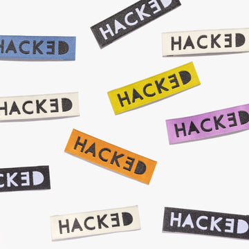 KATM Woven Labels - "Hacked" - printed cotton labels 10 Pack