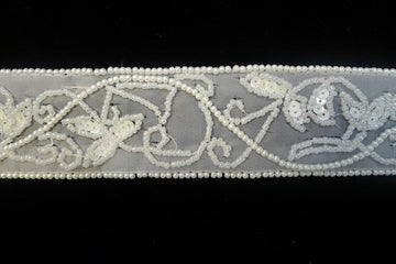Organza Pearl Ribbon Beaded