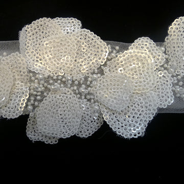 Natural Sequin Applique Trim