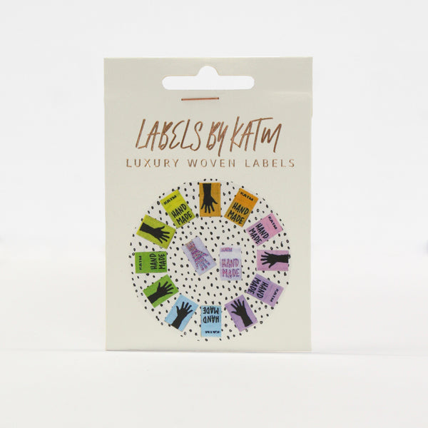 "Rainbow Mini Hands" - Mixed 14 Pack of Woven Labels