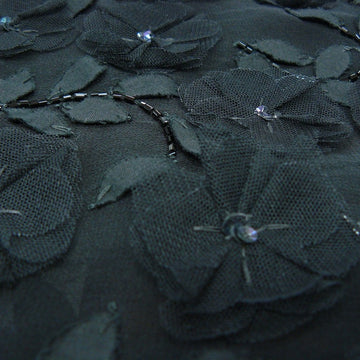 Black/Black Tulle Flower