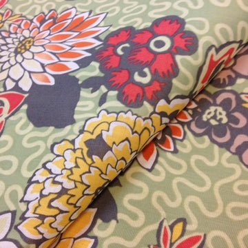 Liberty - Meandering Chrysanthemums Green Tana Lawn