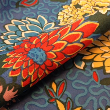 Liberty - Meandering Chrysanthemums Blue Tana Lawn