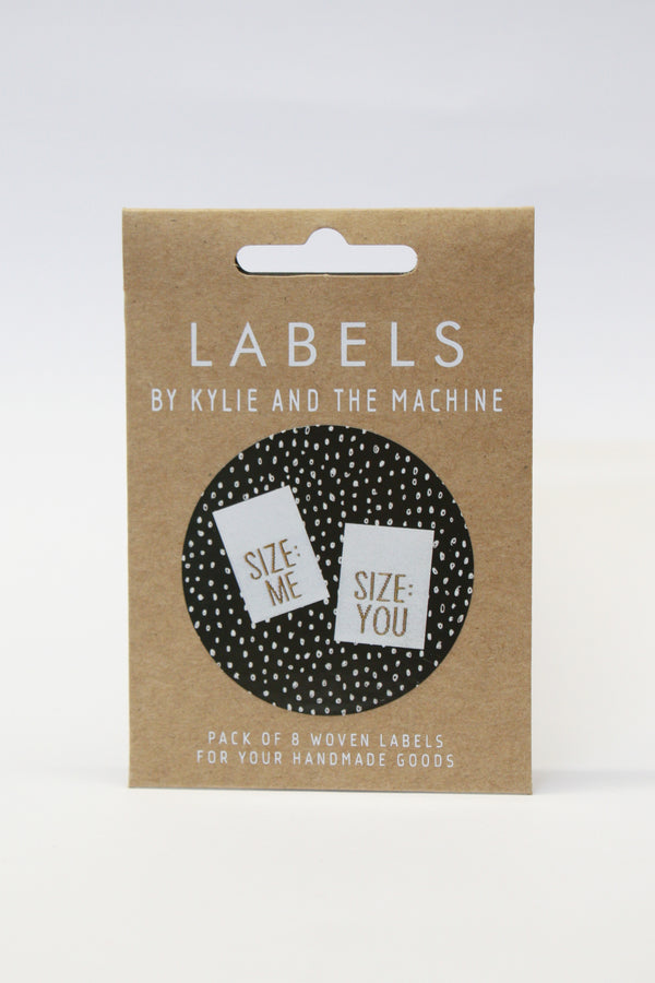 KATM Woven Labels - "SIZE ME/SIZE YOU" - woven sewing labels 8 Pack