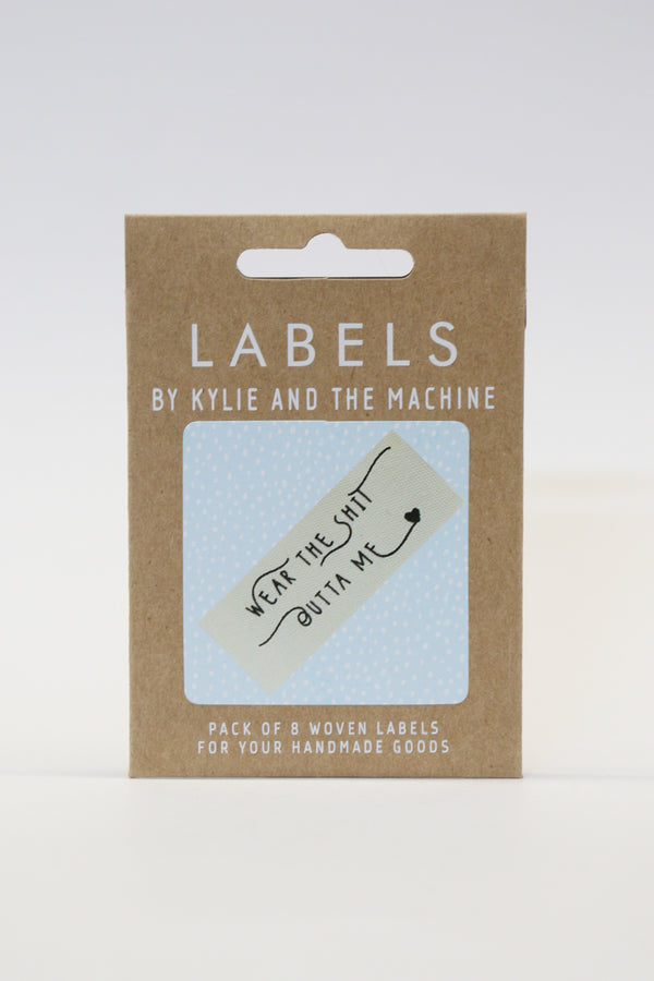KATM Woven Labels - "Wear The Shit Outta Me" - printed cotton labels 8 Pack