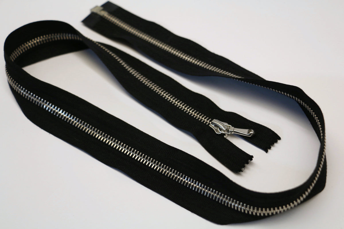 Riri 75cm Open End Metal Zip - Black/Titanium Teeth