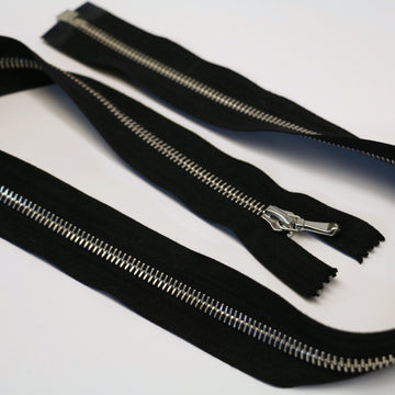 Riri 75cm Open End Metal Zip - Black/Titanium Teeth